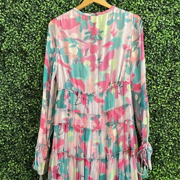 NWT ROCOCO SAND Floral-Print Chiffon High-Low Maxi Dress - Picture 10 of 13